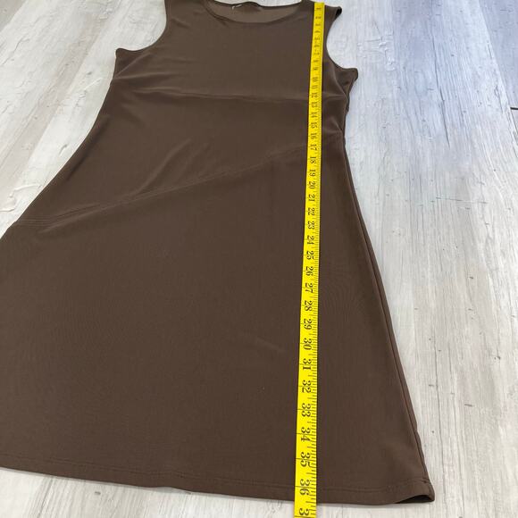 Brown Sleeveless Stretch Lightweight Plain Basic Midi Dress 9/10 - Picture 7 of 7